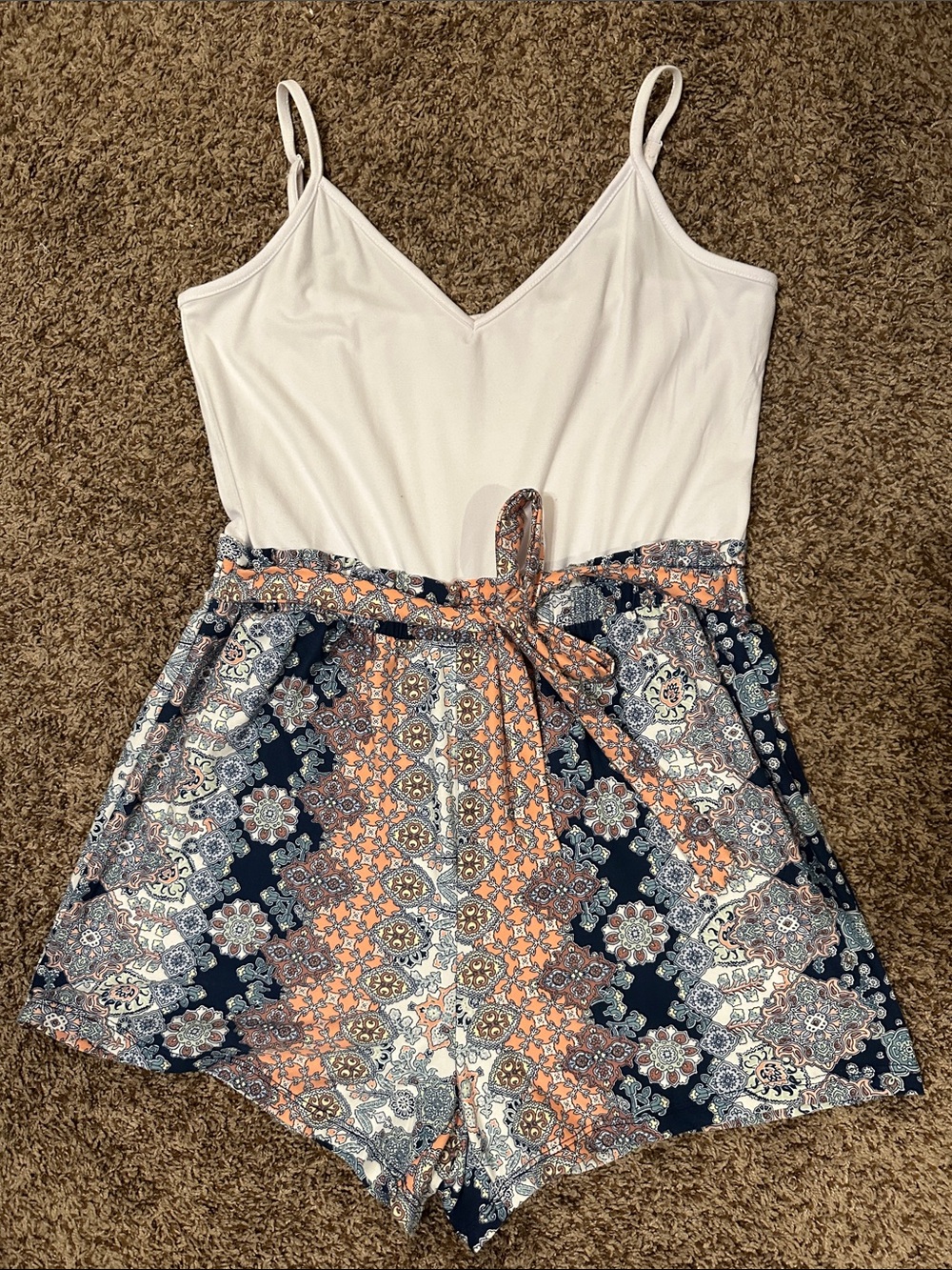White and Floral Romper